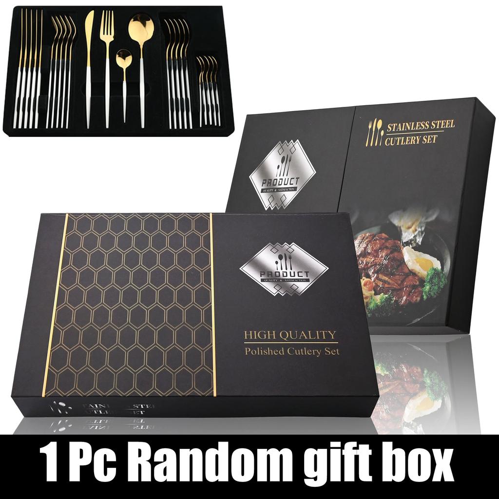 24Pcs Dinnerware Set With Gift Box Knife Fork Spoon Dinner Dinnerware Flatware Set Stainless Steel Tableware Silverware Eating Kitchen