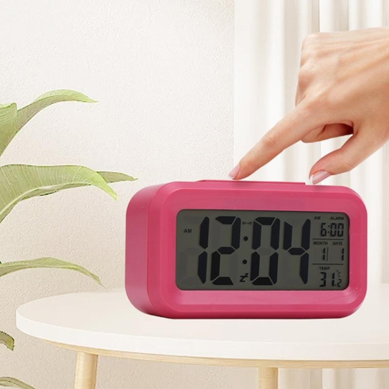 LCD Display Digital Alarm Clock Indoor Temperature Display 1 Alarm Setting 12/24Hour Format Snoozes Function Nightlight