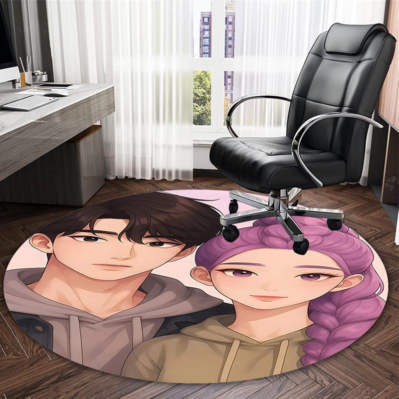1pc KPop Demon Hunters RUMI8 Print Round Carpet Chair Round Carpet Suitable for Bedroom Living Room Home Decorative Carpet