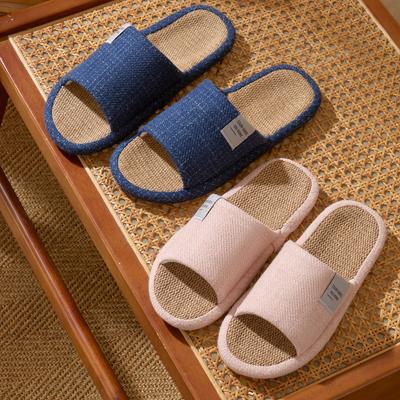 Women Home Slippers Linen Fabric Slides Comfortable Non-slip Slippers Breathable Men Casual Slippers