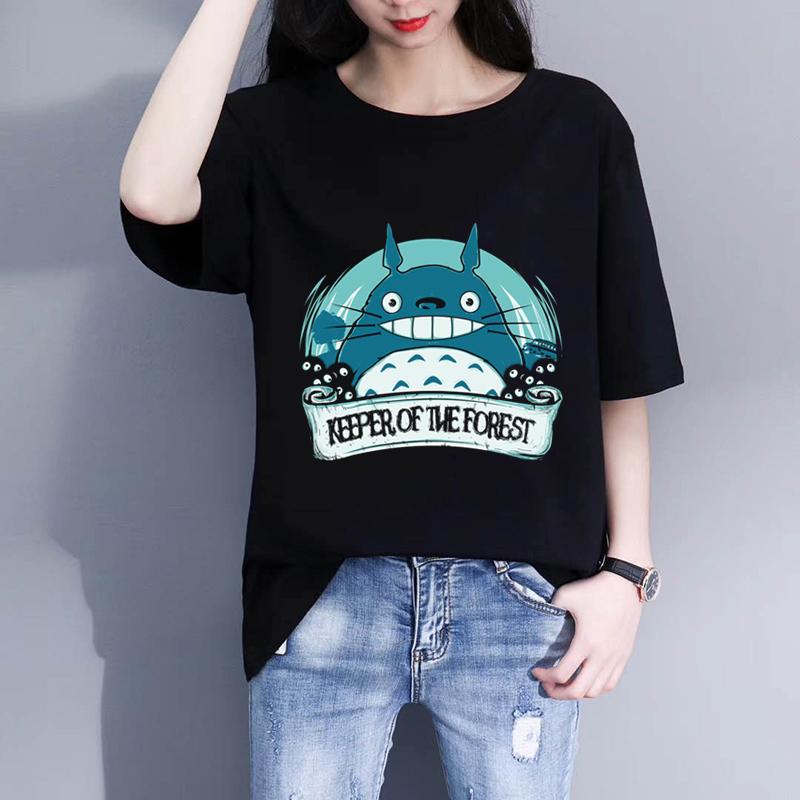 Lettbao Studio Ghibli Totoro Miyazaki Ullzang Graphic T Shirt Funny Cartoon Tshirt Anime Top Tee Female 2XL