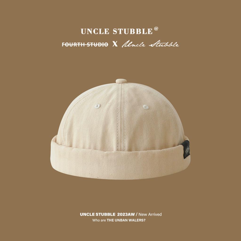 Clip on Melon Skin Hat for Women Japanese Street Versatile Landlord Hat Four Season Beanie Hat for Men Retro Dome Hip-hop Hat