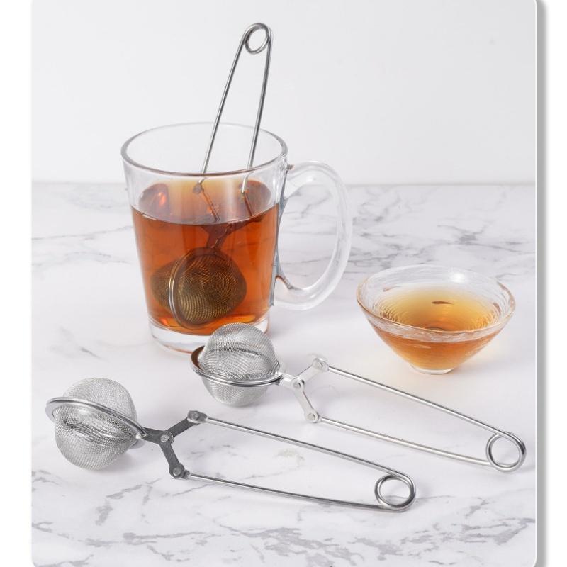 Wiederverwendbare Edelstahl-Teekugel mit Griff, feines Netzsieb, Anti-Verbrühungsfilter, Gewürz- und Kaffeediffusor