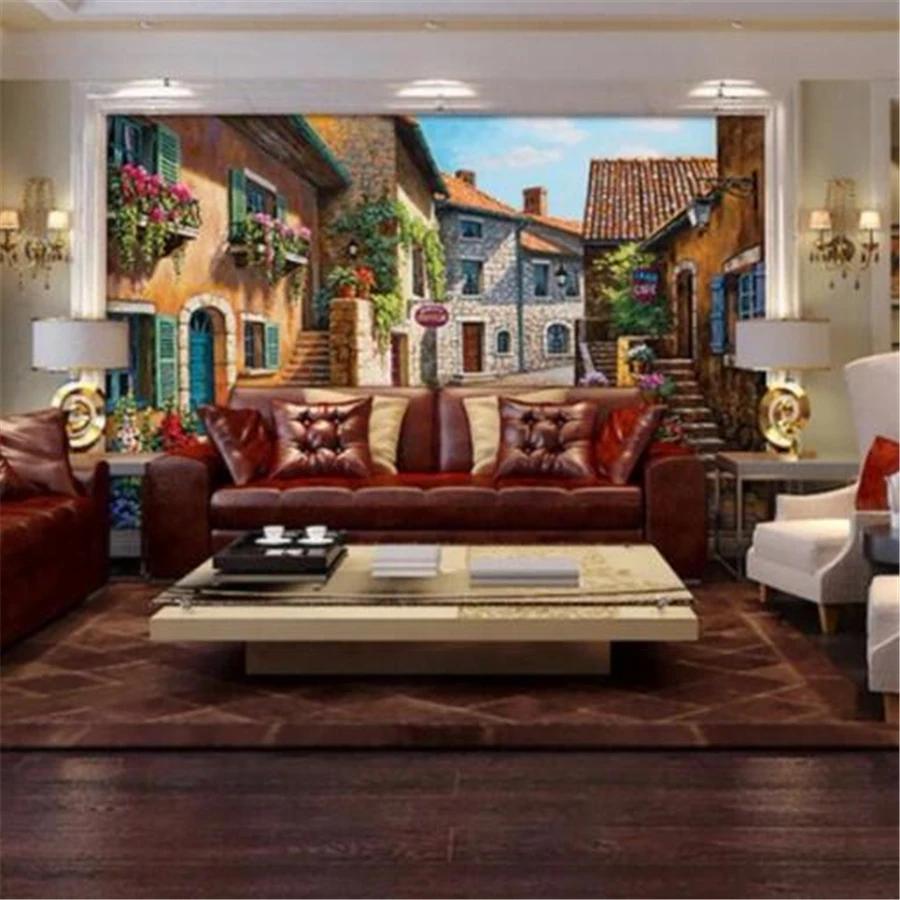 Tapete Europäische Stadtlandschaft 3D Wandbild Restaurant Wohnzimmer Hintergrund Tapete