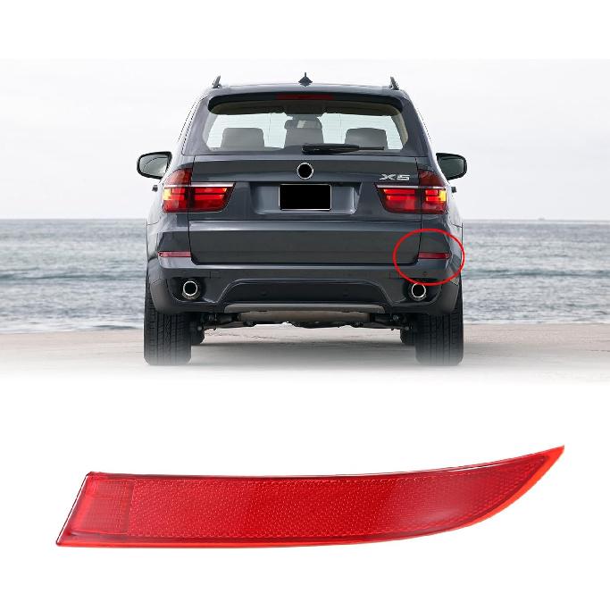 2Pcs Rear Bumper Reflector 63147240997 + 63147240998 Left Right Red Trim Compatible with BMW X5 E70 2009-2013