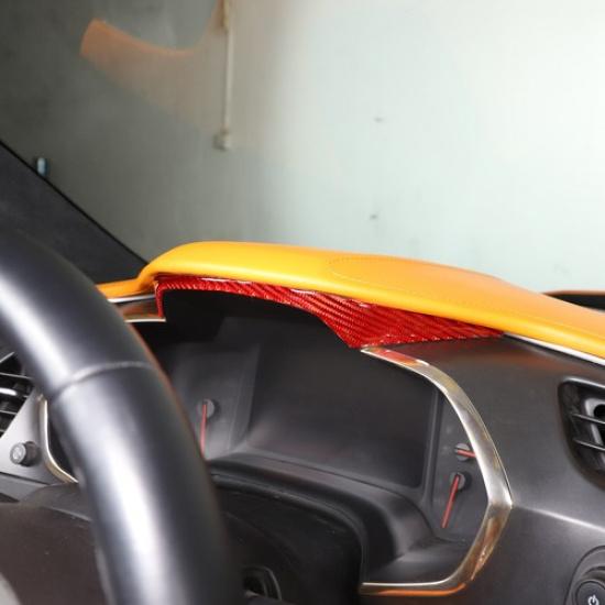 Red Soft Carbon Fiber Dashboard Decorative strip Sticker For Corvette C7 2014-19