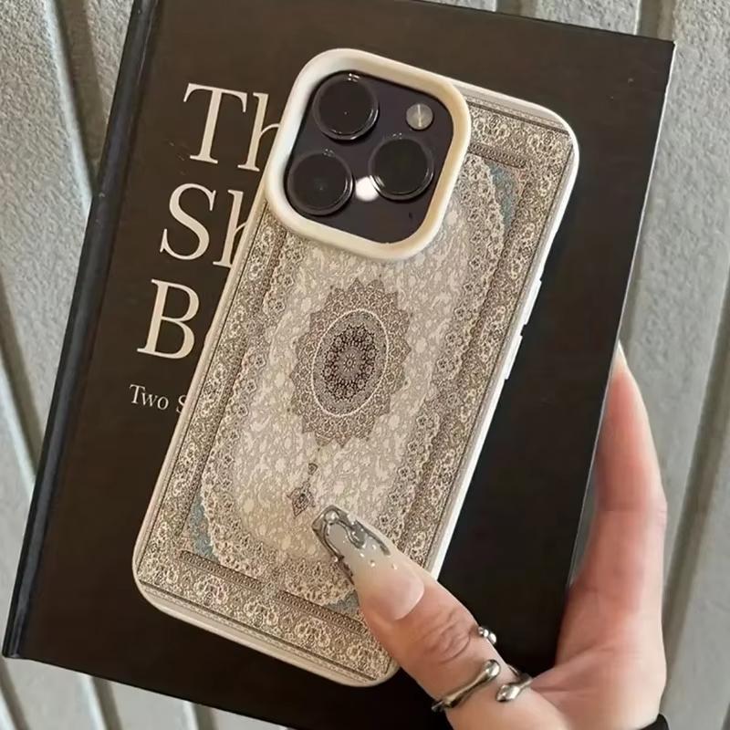 

Persian Carpet Pattern Lychee Texture Phone Case For iPhone 17 Pro Max 16 Plus 15 14 13 12 11 XS XR 17Air Silicone Soft Cover iPhone XS Max