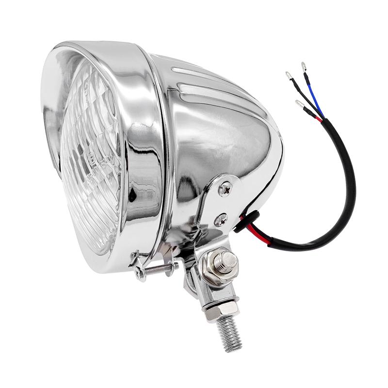 

1 шт., 4 дюйма, дальний/ближний свет, передняя фара для мотоцикла, ретро, ​​винтажная налобная лампа для Harley, на заказ, Softail Dyna Cruiser Bobber серебряный