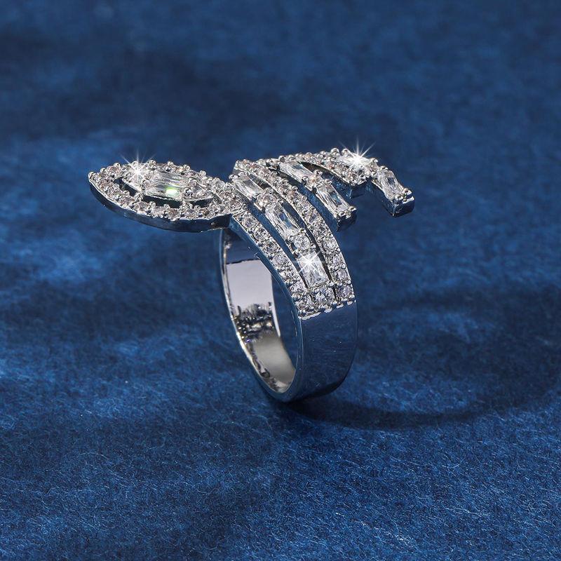 GemChic Women's Ring Personality Irregular Geometric Opening Adjustable Ring Female Retro Embed Zircon Finger Ring Birthday Christmas Jewelry Gift