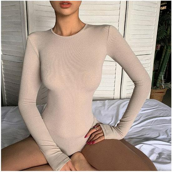 2021 Winter Women's Slim Long Sleeve Round Neck Bodysuit