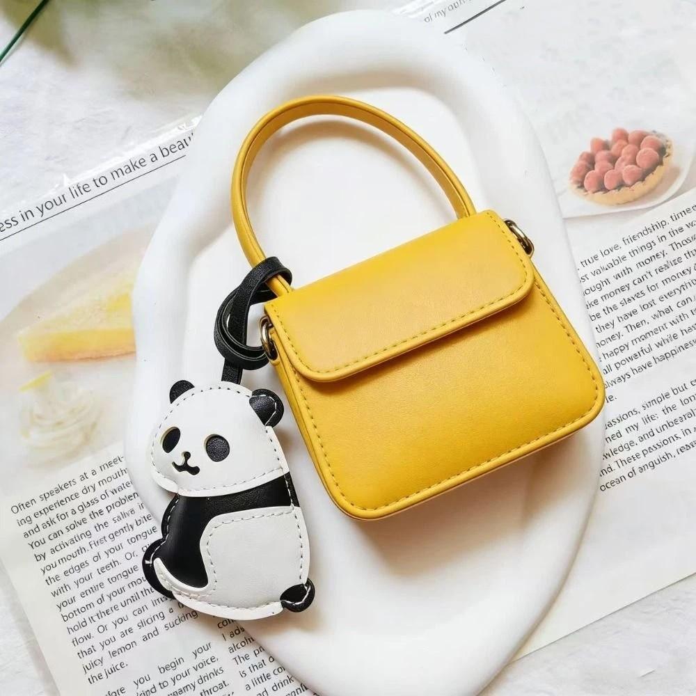 PU Leather Panda Pendant Lanyard Ornaments Bag Hanging Charms Trendy Panda Keychain Men