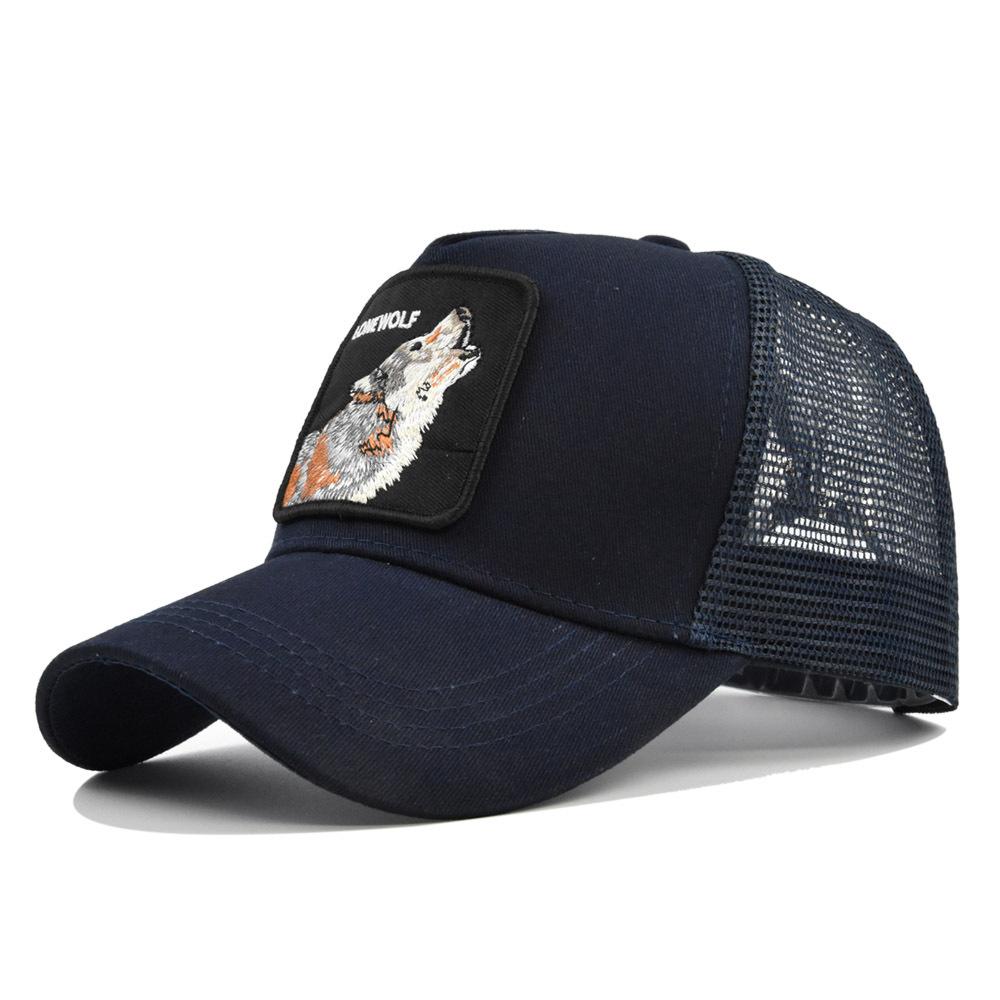 Animal Baseball Embroidered Cap Wolf Pattern Mesh Cap In A Variety Colors Of
