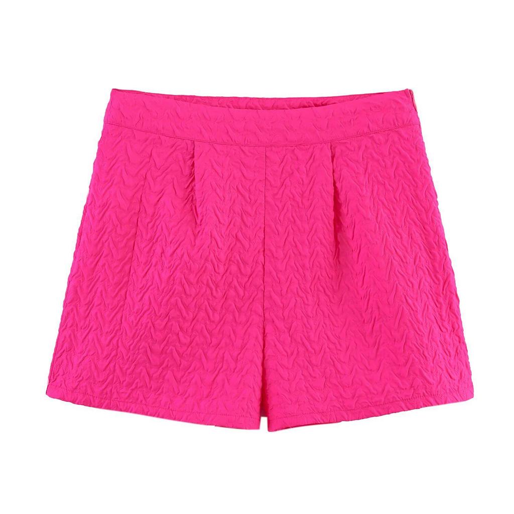 2025 Summer Women's European & American Style V-Neck Textured Vest Top & Shorts Set