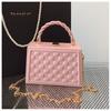 Simple bag Women's hand bag Box bag Delicate plaid chain Crossbody handbag