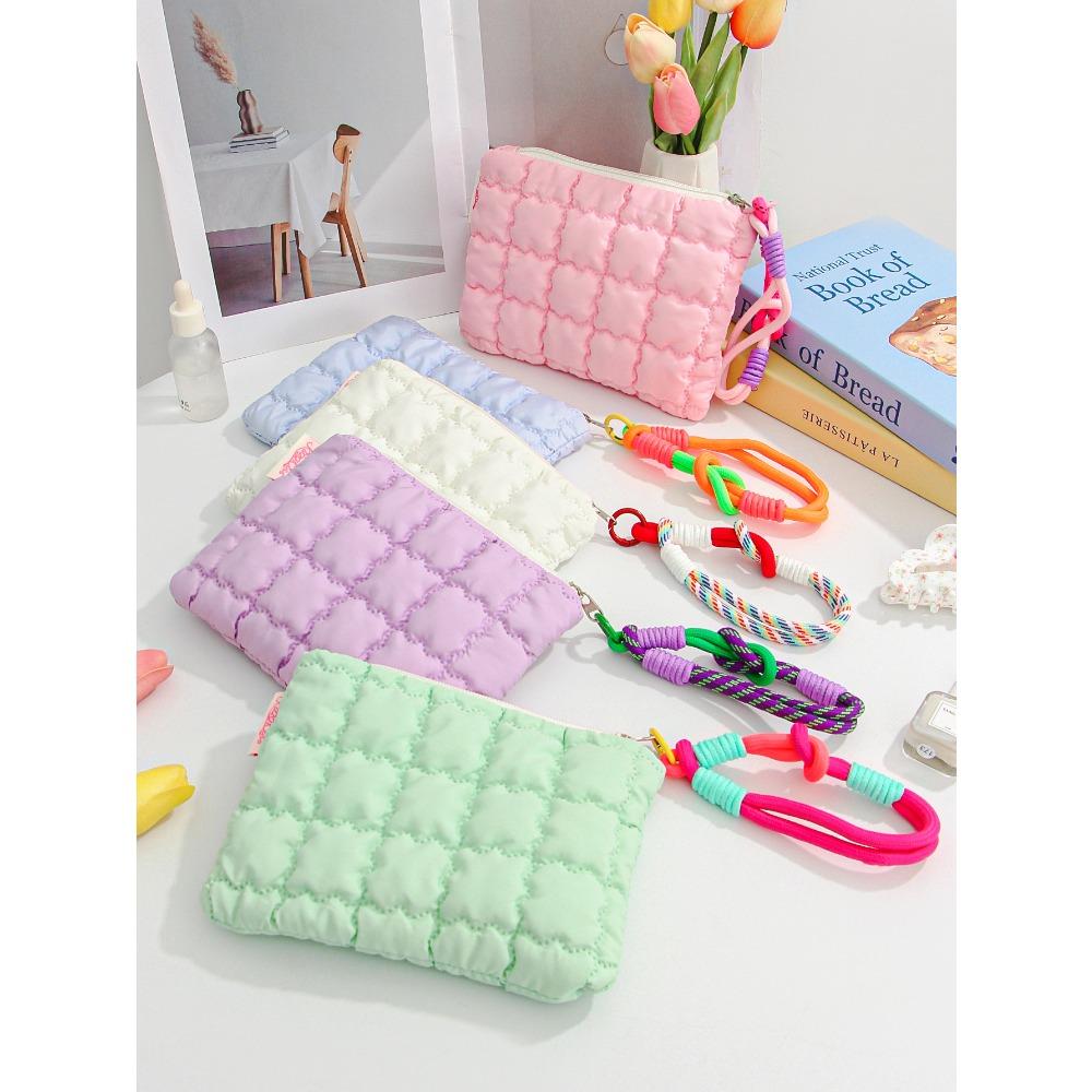 Cute Girl Cosmetic Bag Hand-held with Zipper Makeup Bags Multipurpose Travel Toiletry Wash Bags Women Wallet Mini Pouch