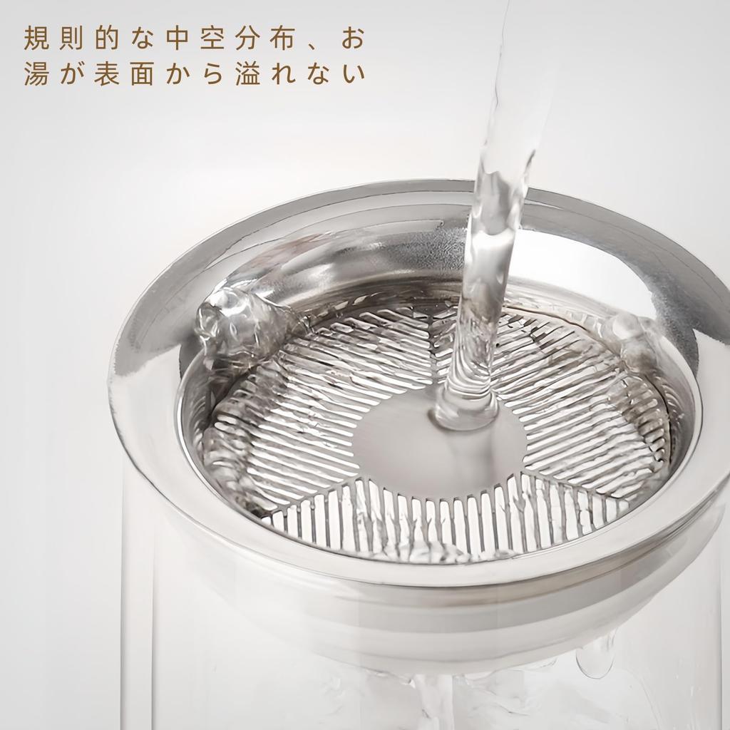 OULOVECO 400ml Glass Teapot with Double-Walled Heat-Resistant Glass and 1mm Precision Filter, Perfect for Office or Home Use, Perfect for Green Tea -