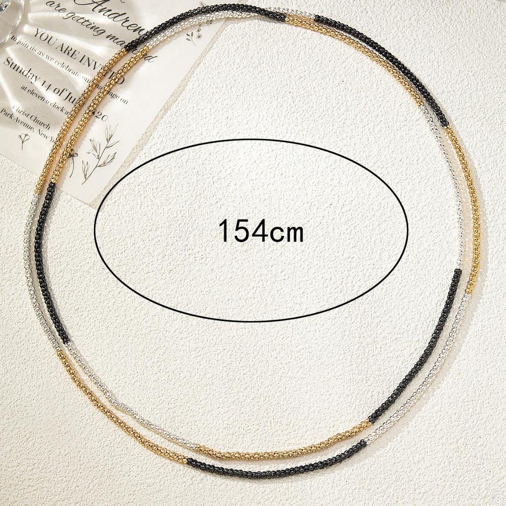 Temperament Color Matching Simple Long Necklace Can Be Stacked Winter Clothing Accessories Trinkets Sweater Chain
