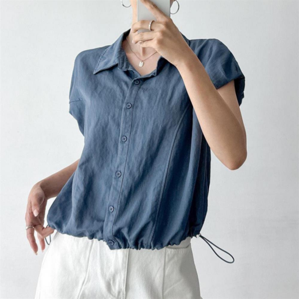 New Arrivals Open Run Women Oversized String Detail Short Sleeve Polo Shirt