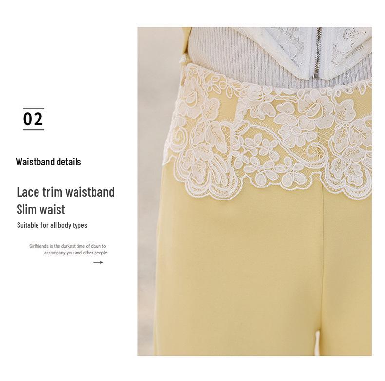 Spring 2025 Fashion: Small Fragrant Lace Patchwork Jacket & Long Pants Set