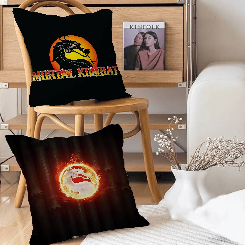 M-Mortal K-KombatS LOGO Pillow Case Removable Washable Cushion Cover – All-Season Soft Linen
