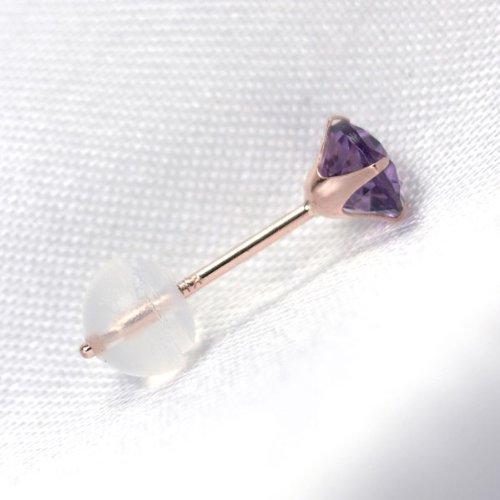 10K Pink Gold 4mm Stud Earrings (Pair) with February Birthstone Amethyst