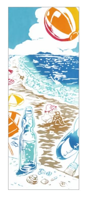 

Todaya Shoten Tenugui Seaside 292 Niwa-zome (hand towel) Four Seasons синий