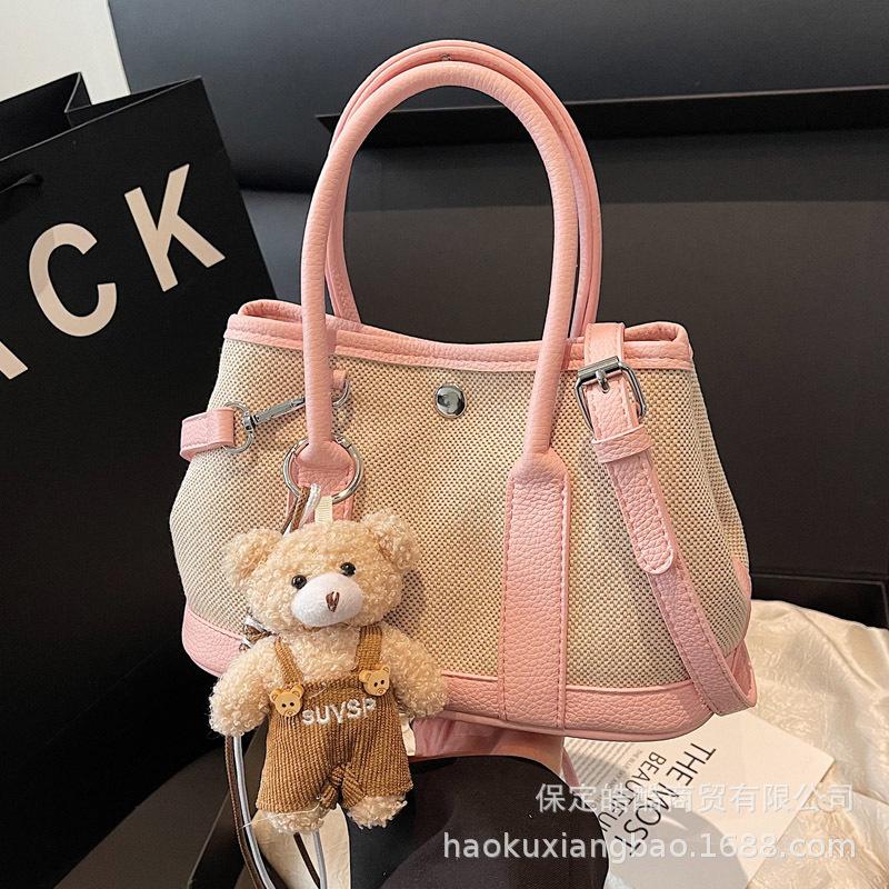 Korean Version Niche Design Handbag Simple Commuter Shoulder Bag Women's 2025 Summer Trendy New Canvas Messenger Bag