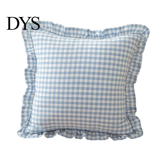 Quadratischer Schlafsofa-Deko-Rüschen-Kissenbezug, Baumwoll-Karomuster-Hülle mit Rüschenrand, 18x18 Unifarbene Kissen Zoll 20x12 Dekorative Hülle für