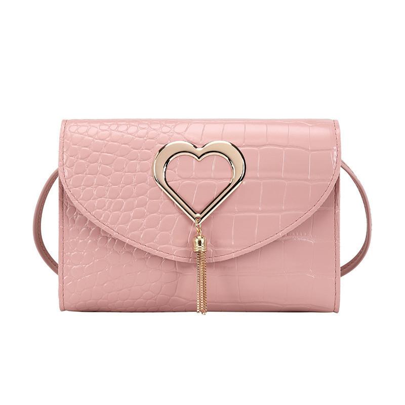 2021 Fashionable Women Bags Korean Style Sweet And Lovely Single Shoulder Diagonal Bag Pu Material розовый