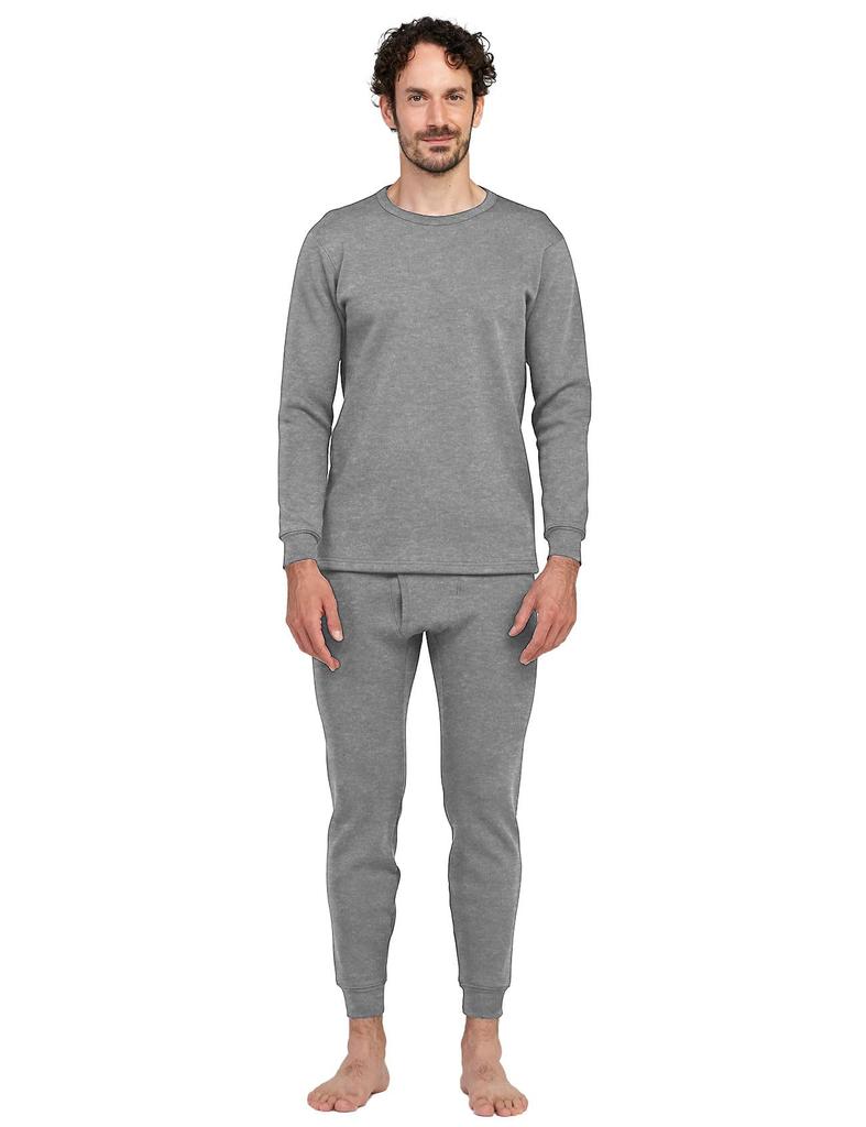 LAPASA Warm Thermal Top and Bottom Size Heather Gray Thick Top and Bottom Size M Innerwear, Underwear, Set, Fleece-Lined, 4. (Super Set),