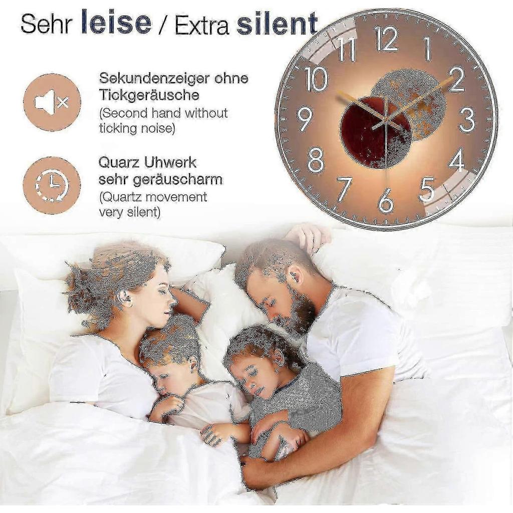 30cm Silent Modern Design Wall Clock - Rose Gold - RIpj