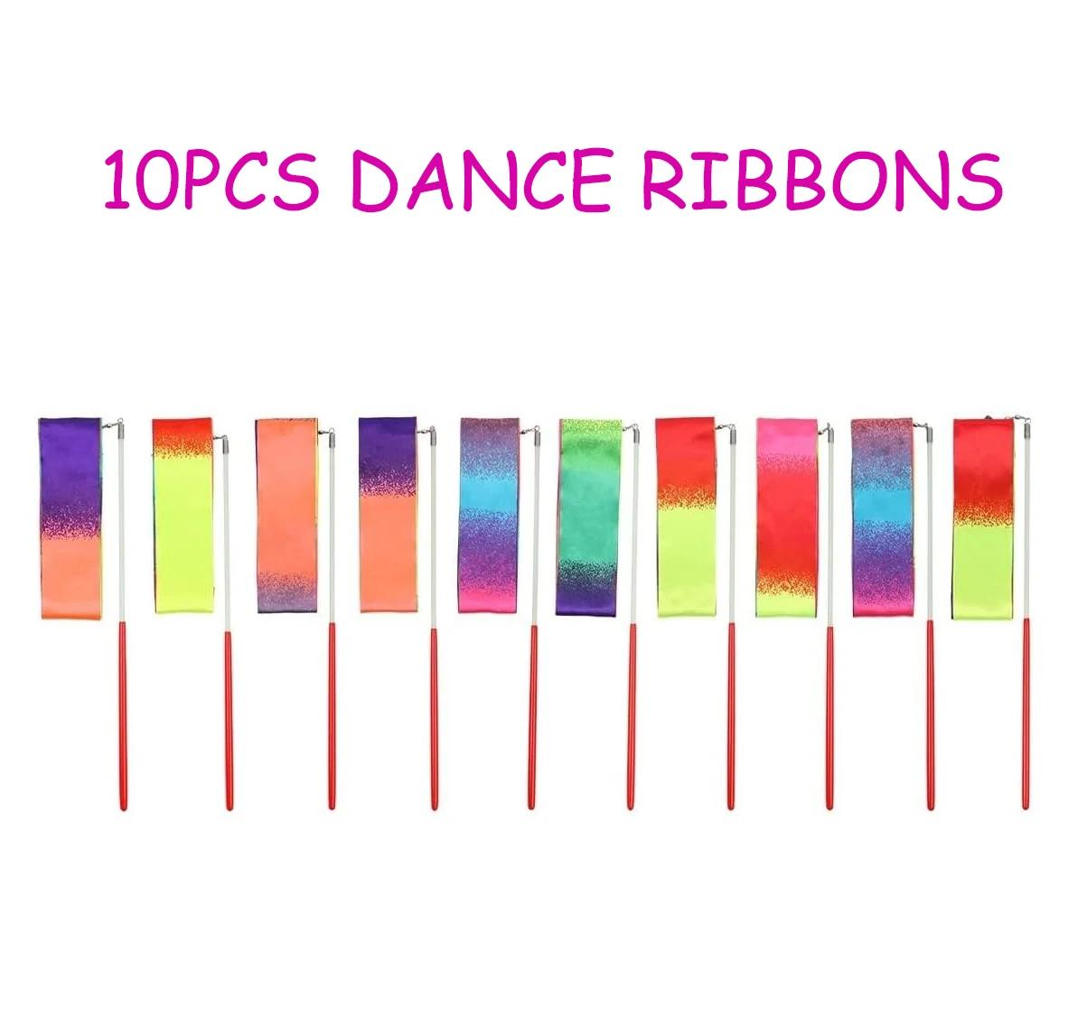 

10/20 ШТ 2М Різнокольорові Стрічки для Гімнастики та Танців Танцювальні Палички Обладнання для Художньої Гімнастики Палиця Стрічка для Балету Палиця для Обертання для Дітей