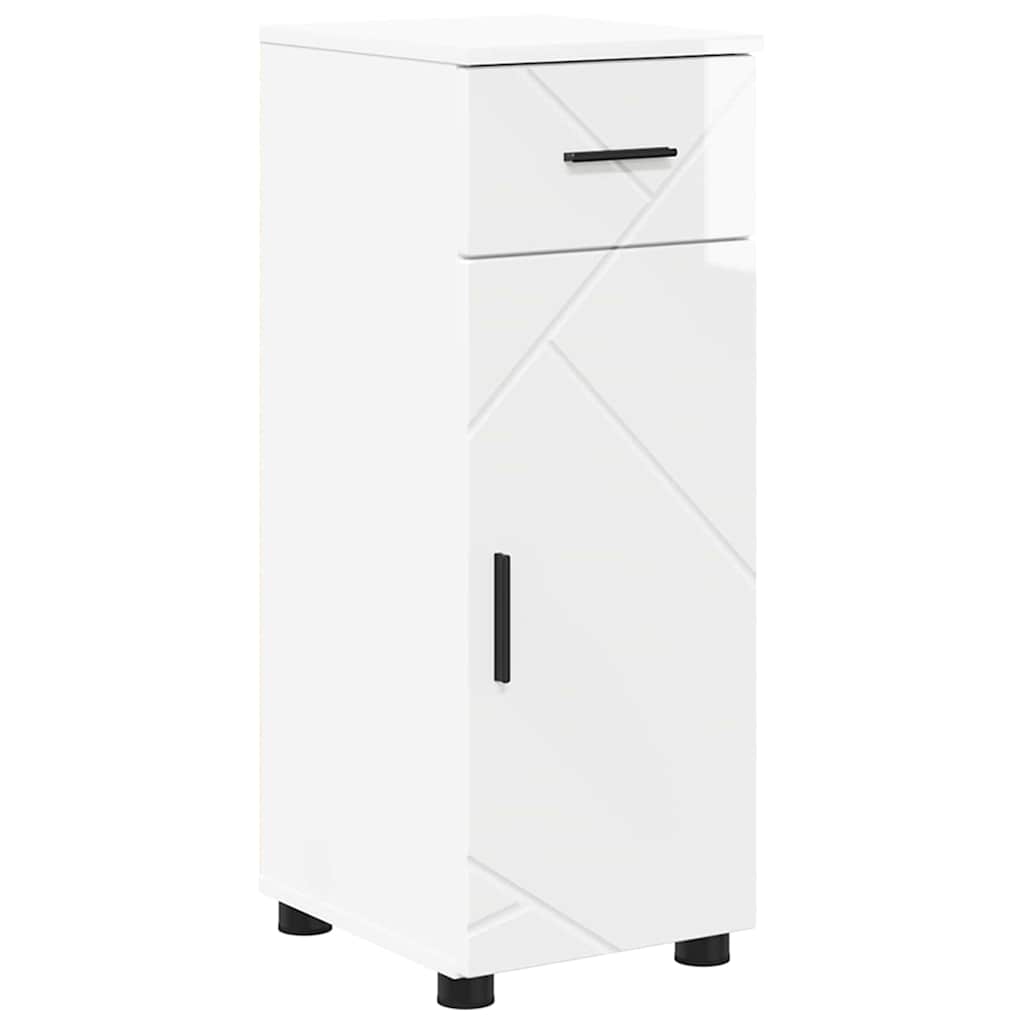 Bathroom Cabinet with Drawers Glossy White 30 X 35 X 80 Cm