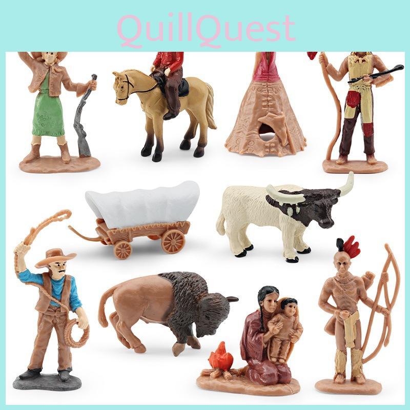 Realistic Wild West Character Model Set Including Chief Warrior Cowboy And Indian Woman