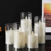 LED Electronic Candle Acrylic Cup Warm Light with Battery Flameless Moving Candle Christmas Church Wedding Home Bedroom Decor