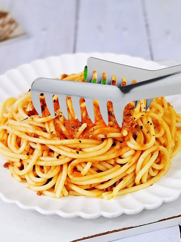 Stainless Steel Pasta Tongs Household Spaghetti Tongs Food Clip Heat Resistant Comfortable Grip Spaghetti Noodle Cooking Tongs