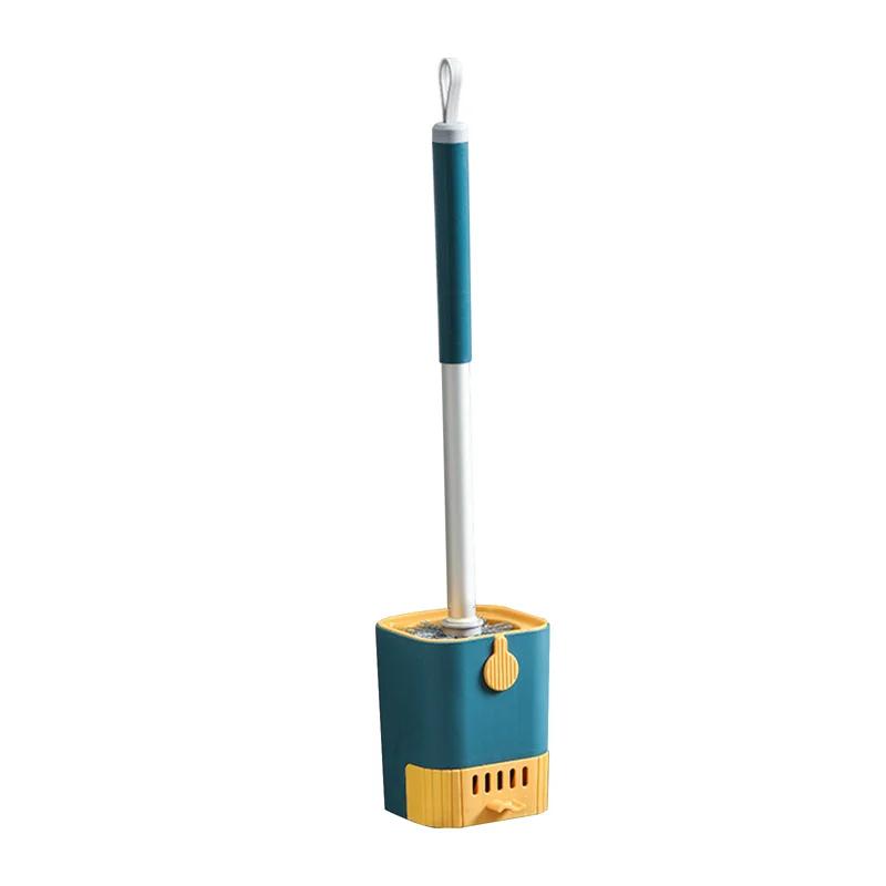 Long Handle Plastic Toilet Brush with Drain Base – Drill-Free Wall-Mounted WC Cleaning Brush, Bathroom Accessories