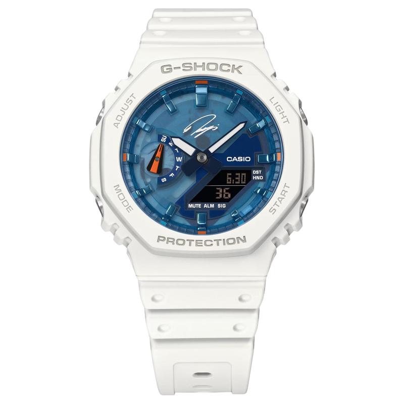 CASIO 2100 series 200 meters waterproof Quartz resin strap men s watch hollow dial GA-2100RI25-7AJR синий