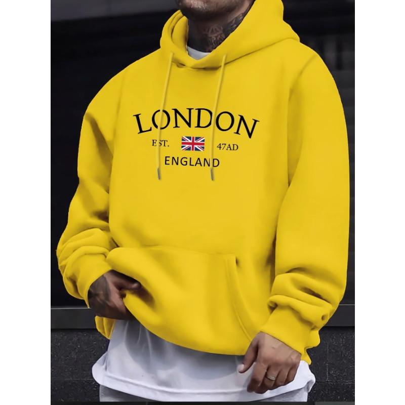 

London Fashion Print Hoodies for Men Casual Casual Sweatshirt Kengaroo Pocket Long Sleeve Autumn Winter Simple Hoodies & Sweatshirts Men s 3XL