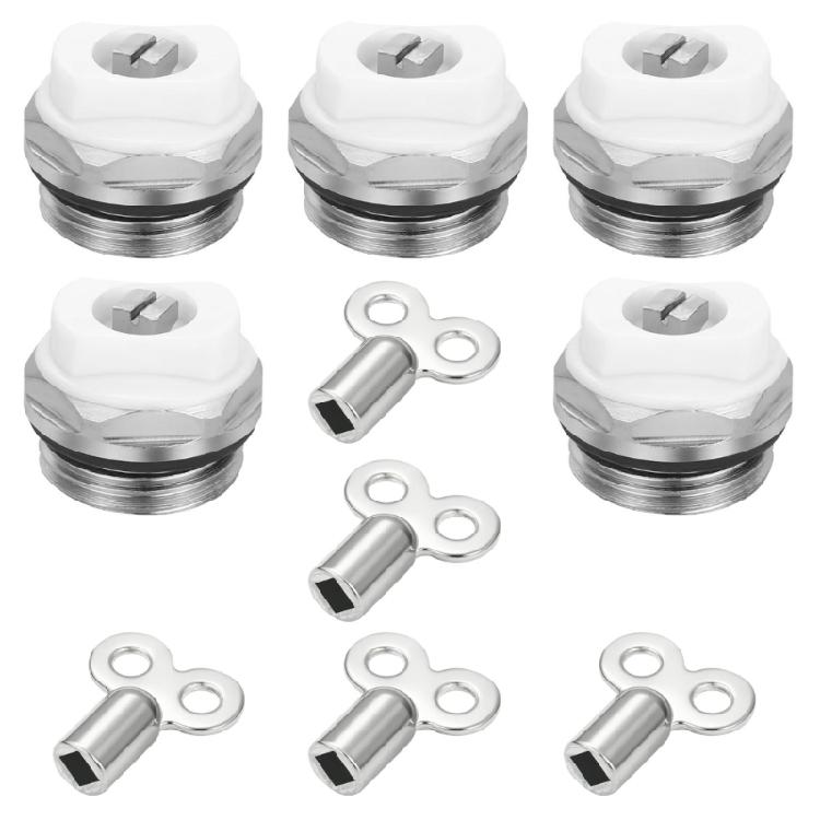 

5Pcs Screw Radiator Air Valves Safety Bleeder Manual Radiator Bleed Valves with Key Radiator Replacement Parts Enduring 1