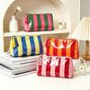 Pvc Striped Cosmetic Bag Makeup Bag With Fringe And Zipper Waterproof Travel Toiletry Bag Makeup Brush Case