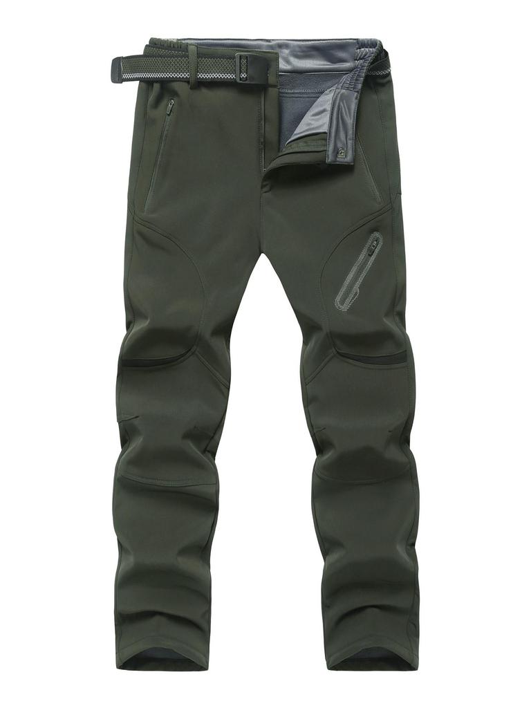 Plus Size Men's Gothic Softshell Windproof Fleece-Lined Stretch Pants