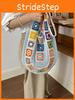 Bohemian Handwoven Tote Bag Large Capacity Cotton Casual Travel Purse For Daily Use