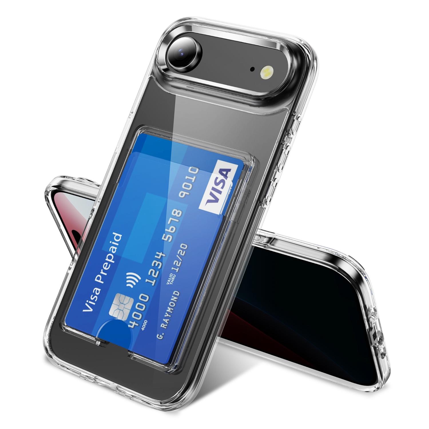 

For iPhone 17 Air Clear Case TPU+PC+Acrylic Cell Phone Case with Card Holder A