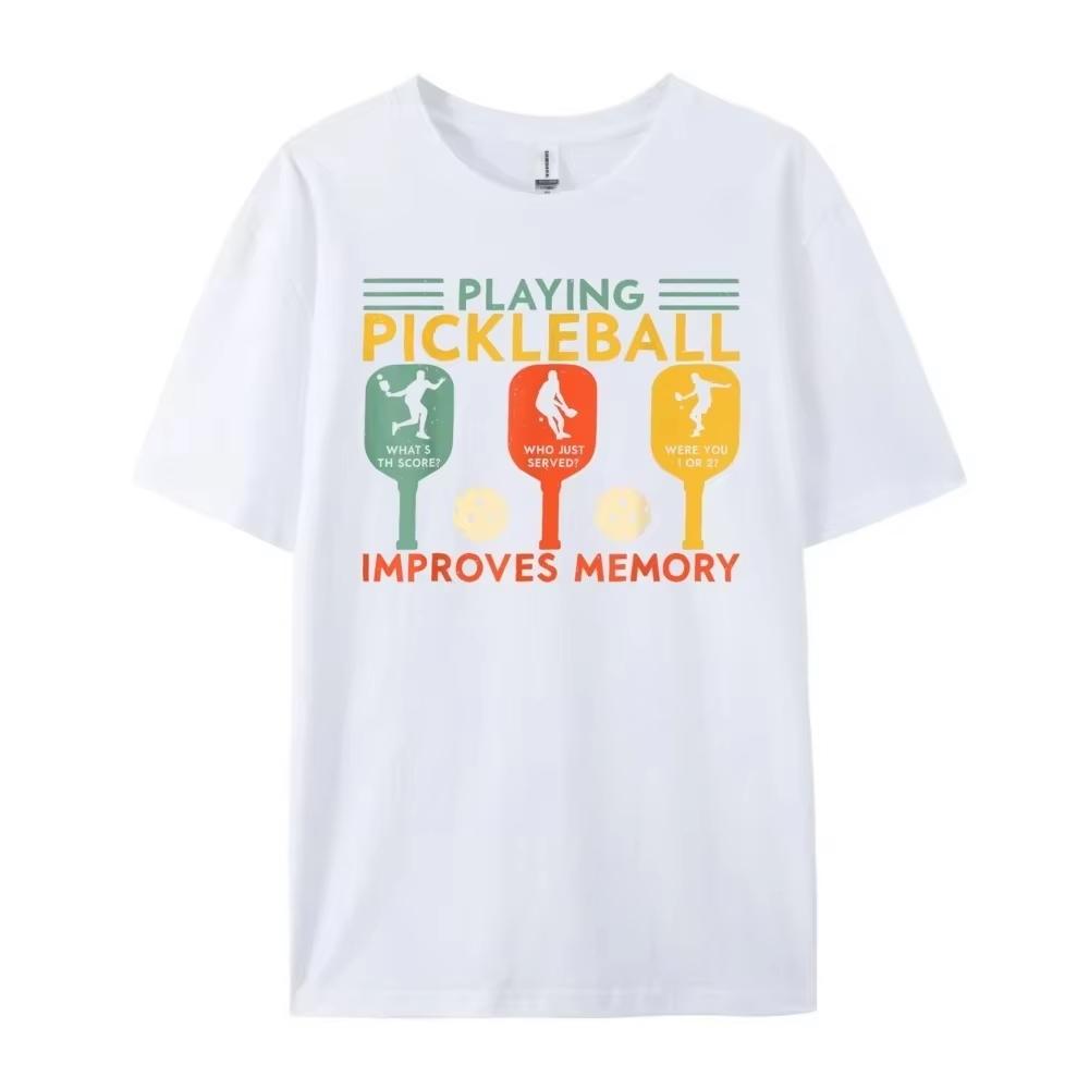 2026 New Playing Pickleball Improves Memory Funny Pickleball Player Graphic Tshirt Unisex Unisex Humor Vintage Tshirts Unisexs Tee