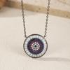 MODIAN 925 Silver Colorful Round CZ Pendant Necklace Black Stackable Link Chain Necklaces For Women Fine Jewelry