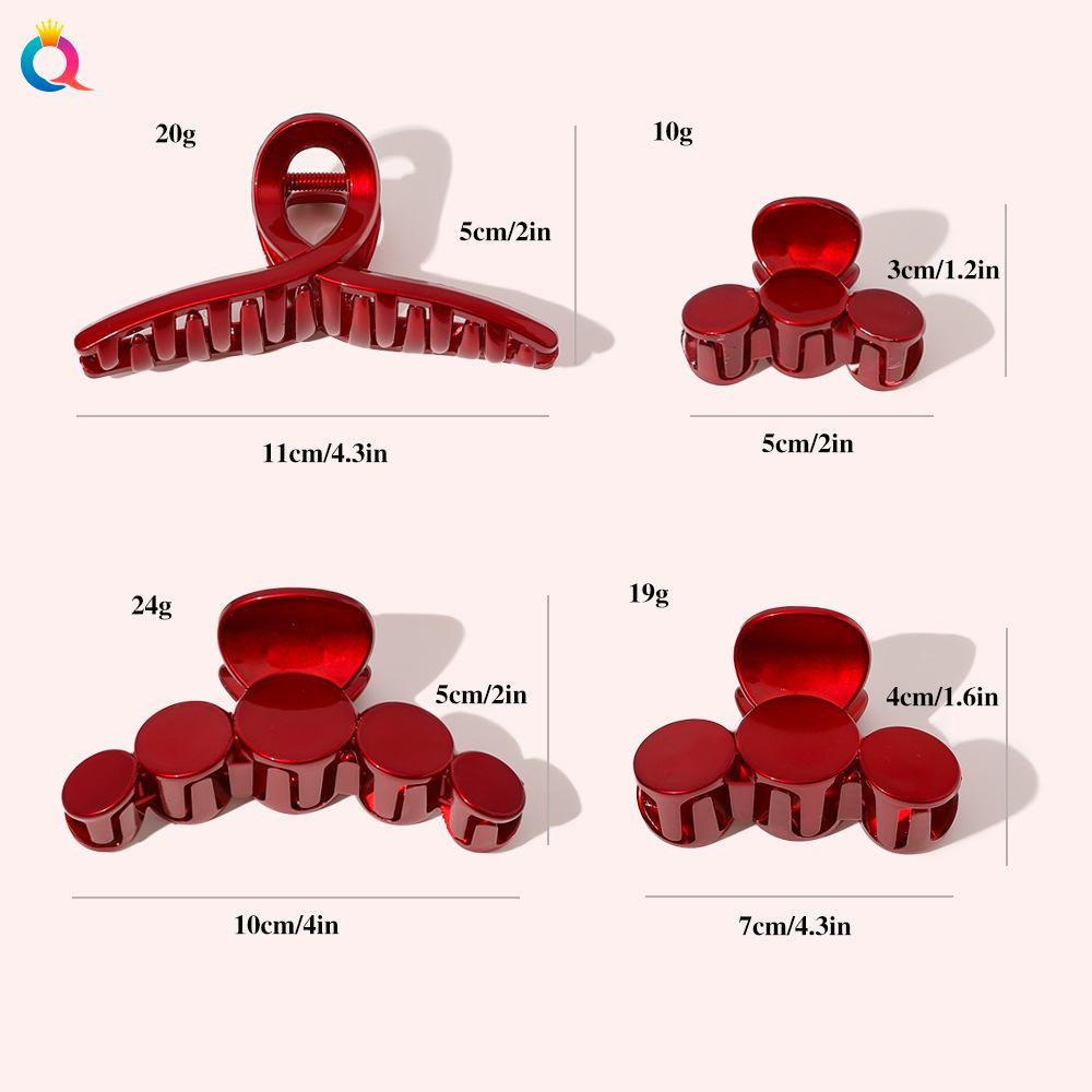 Korean Acrylic Red Geometric Hair Claw for Women Fashion Small Large Square Hair Crabs Clip Clamps Girls Hair Accessories