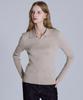 BASIC HOUSE Women'S Collared Long Sleeve Sweater Beige Lykt7203