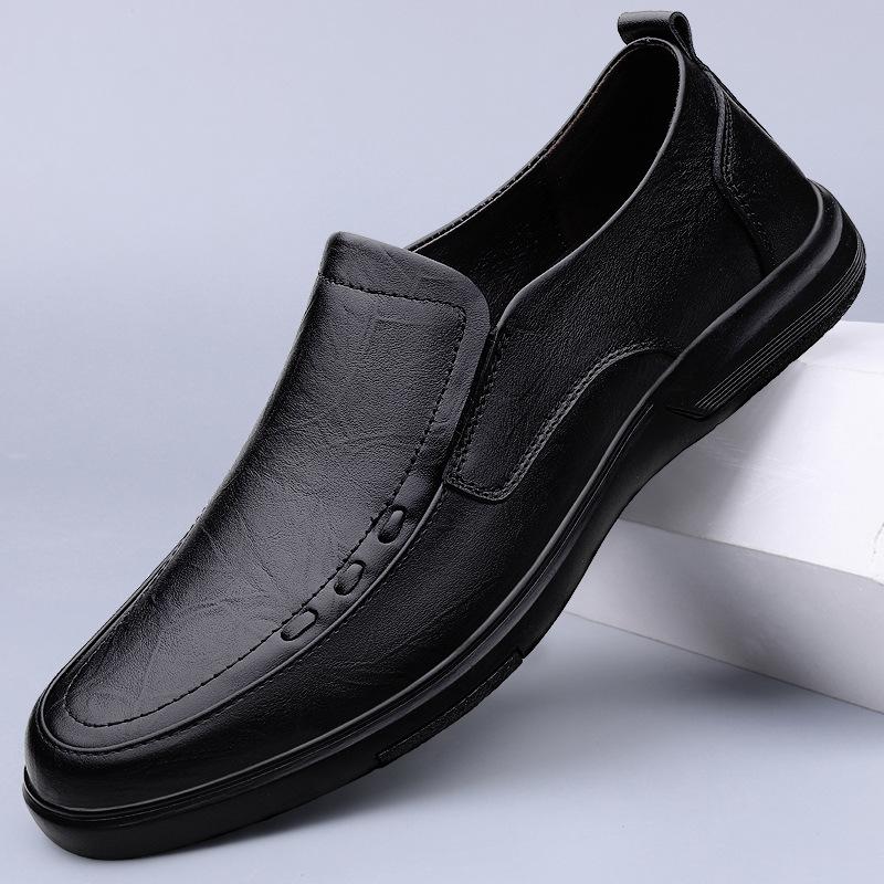 Men's Shoes 2025 Summer New Men's High-end Lace-up Casual Leather Shoes Soft Sole Non-slip One-pedal Large Size Dad Shoes