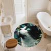 Flower Black and White Cat,Round Area Rug,Carpet Rug for Living Room Bedroom Sofa Playroom Decor,Non-slip Floor Mat